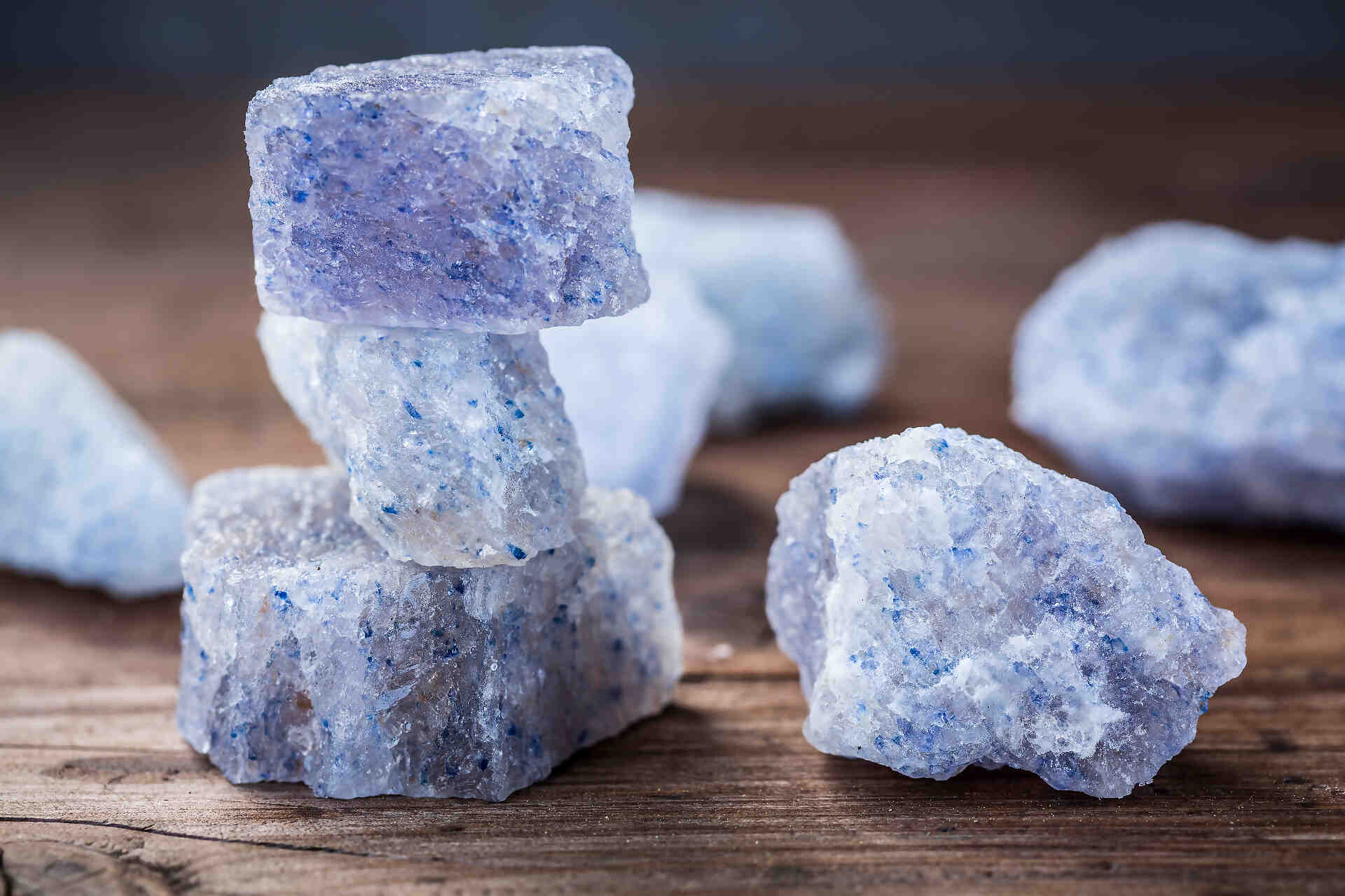 Raw blue salt crystals